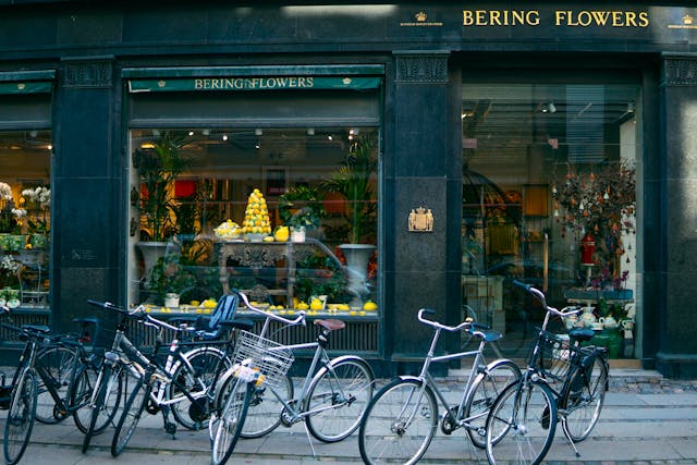 Fietsen voor een winkel of cafe in Denemarken